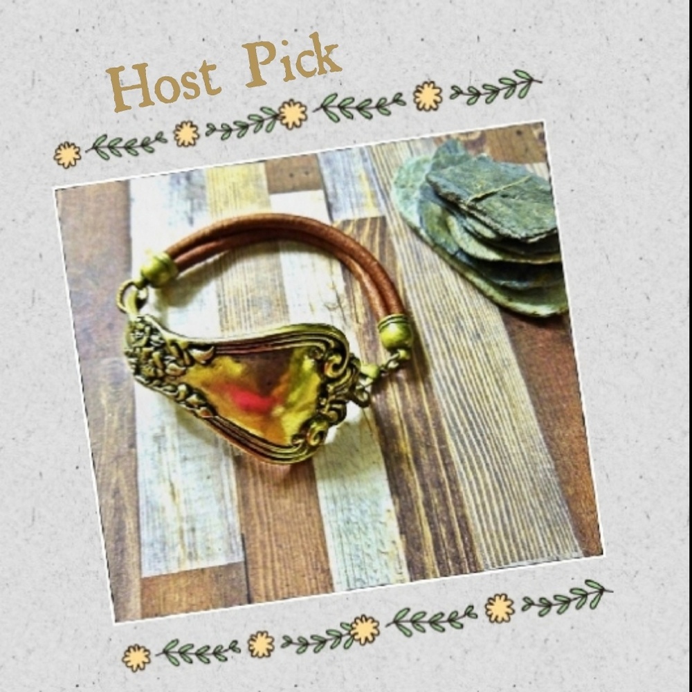 HP! Boho Antique Gold Spoon Cuff  Bracelet